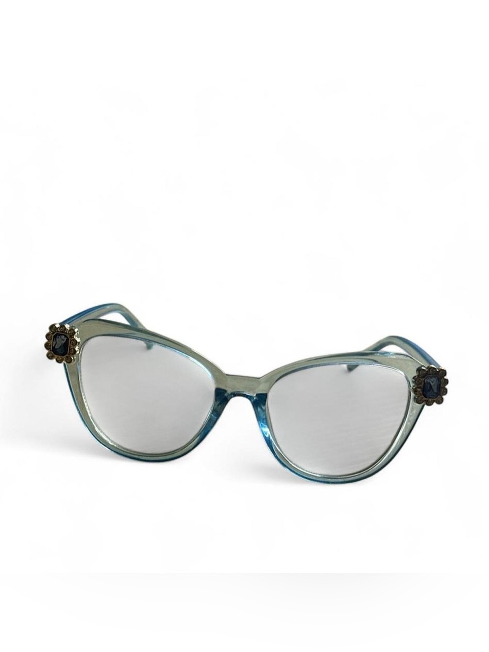 Blue Cat-Eye glasses with Gem Accents - Women Accessories